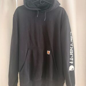Carhartt Black Pullover Hoodie with White Sleeve Logo
